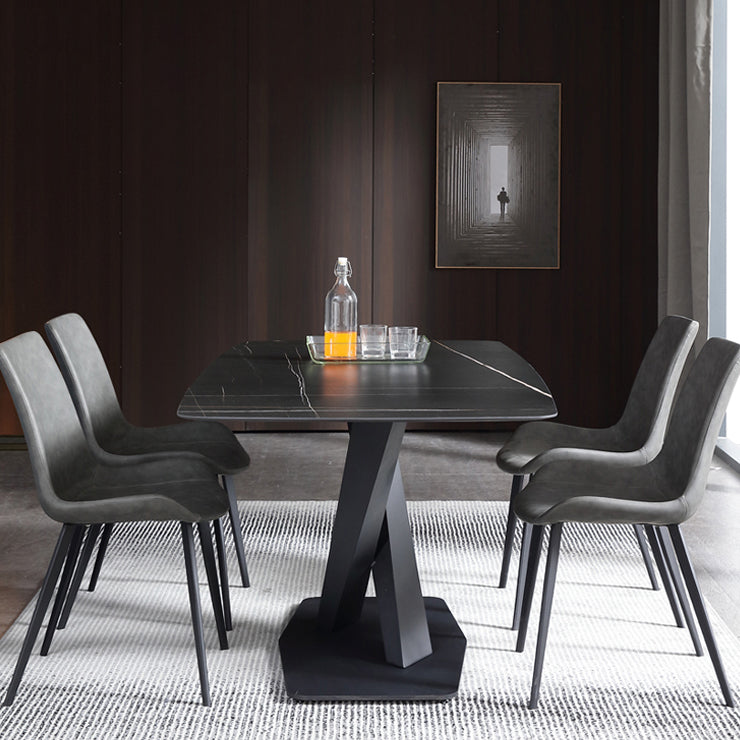 Modern Sintered Stone Dining Set 1/3/4/5 Pcs with Rectangle Table and Side Chairs