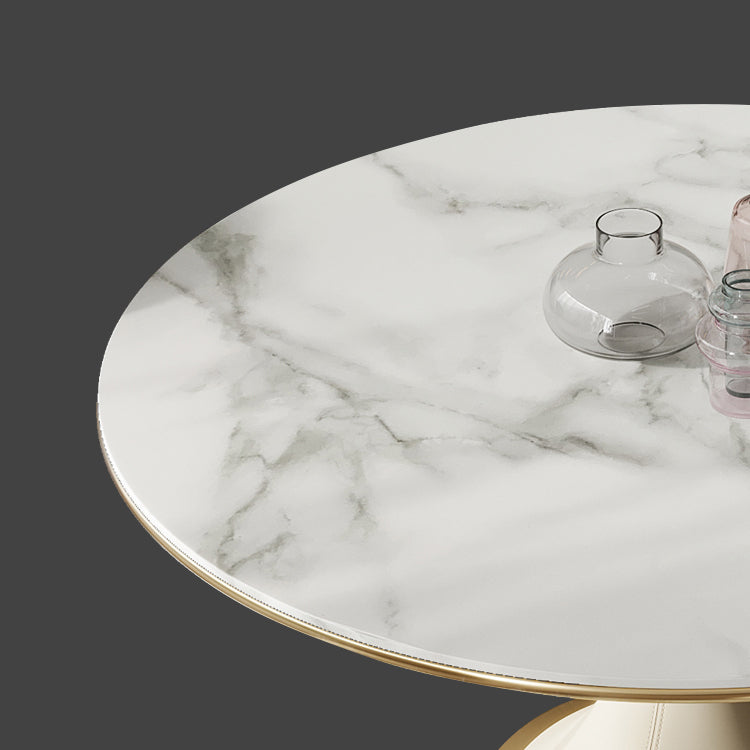 Round Glam Dining Room Set 1/4/5/9 Pcs Sintered Stone Dining Table and Chairs