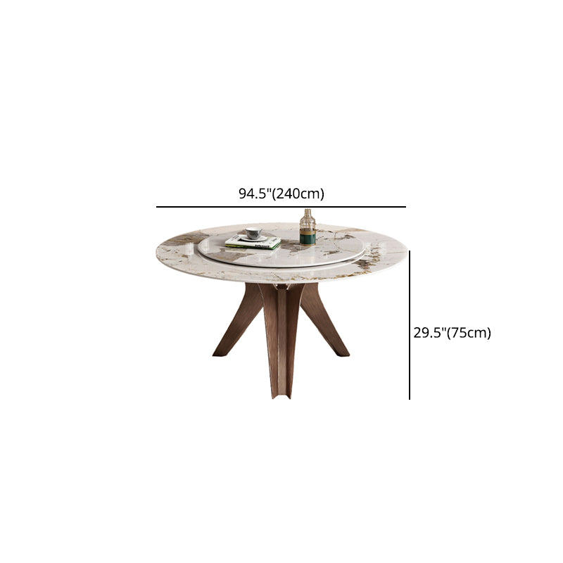 Round Convertible Dining Table Modern Stone Top Pedestal Table in Gold