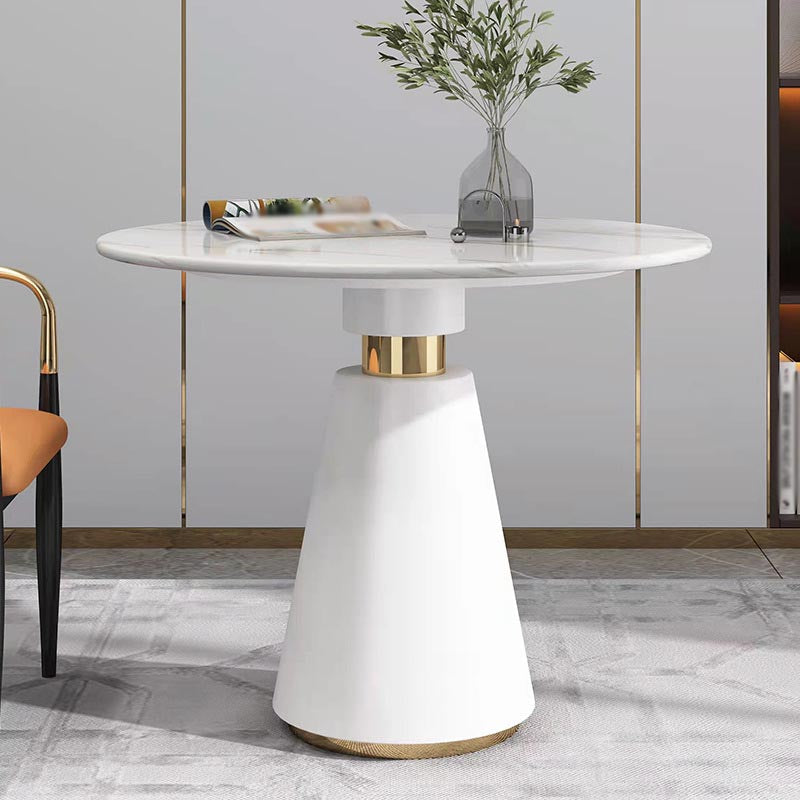 Metal Traditional Luxury Round Table for Dining Room Stone Top Table with Pedestal