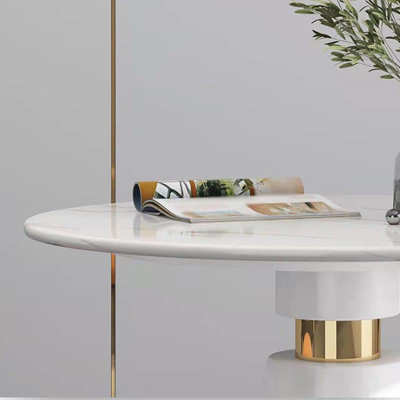 Metal Traditional Luxury Round Table for Dining Room Stone Top Table with Pedestal