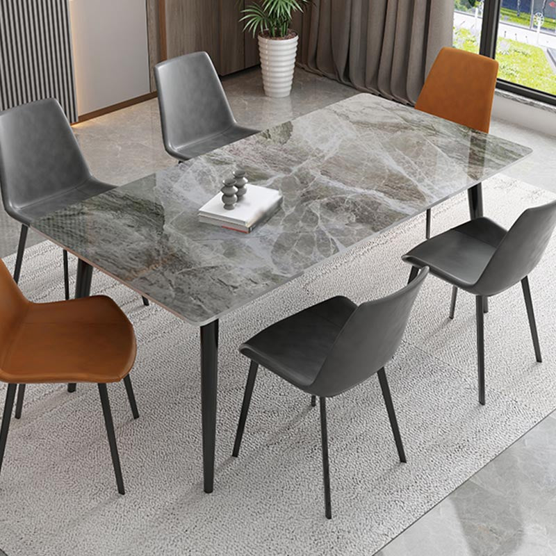 Rectangle 4 Legs Kitchen Table Industrial Sintered Stone Dining Desk