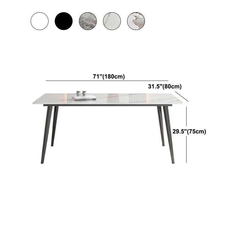Rectangle 4 Legs Kitchen Table Industrial Sintered Stone Dining Desk