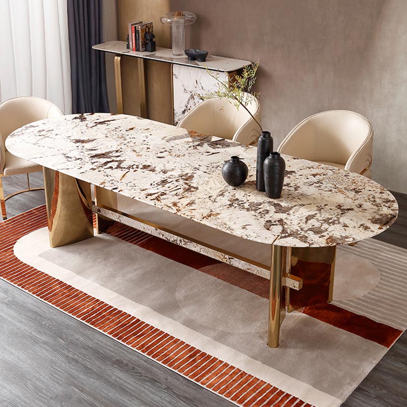 Traditional Luxury Dining Table Marble Oval Dining Table for Home