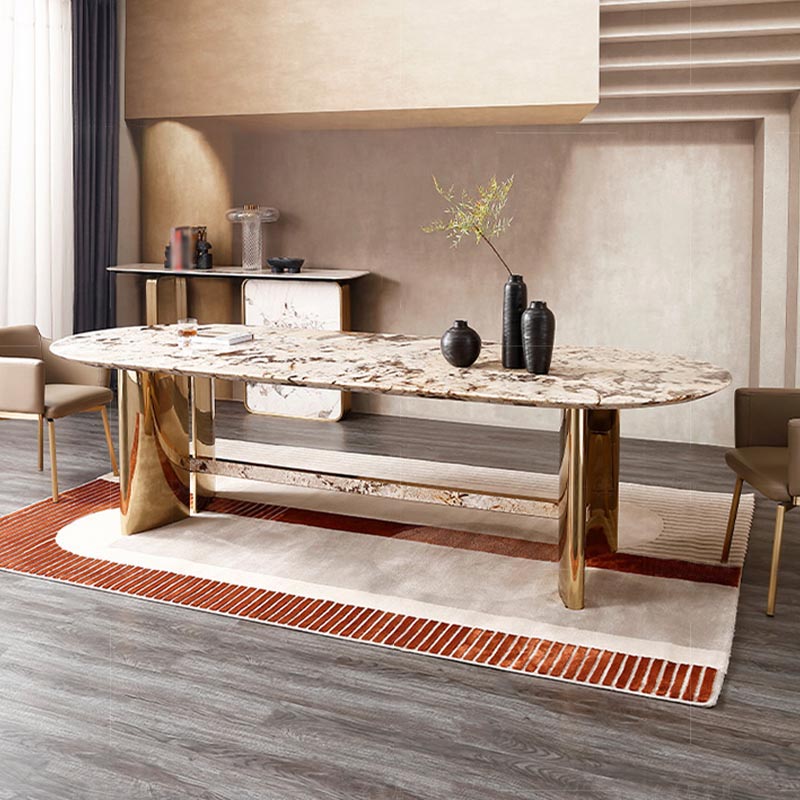 Traditional Luxury Dining Table Marble Oval Dining Table for Home