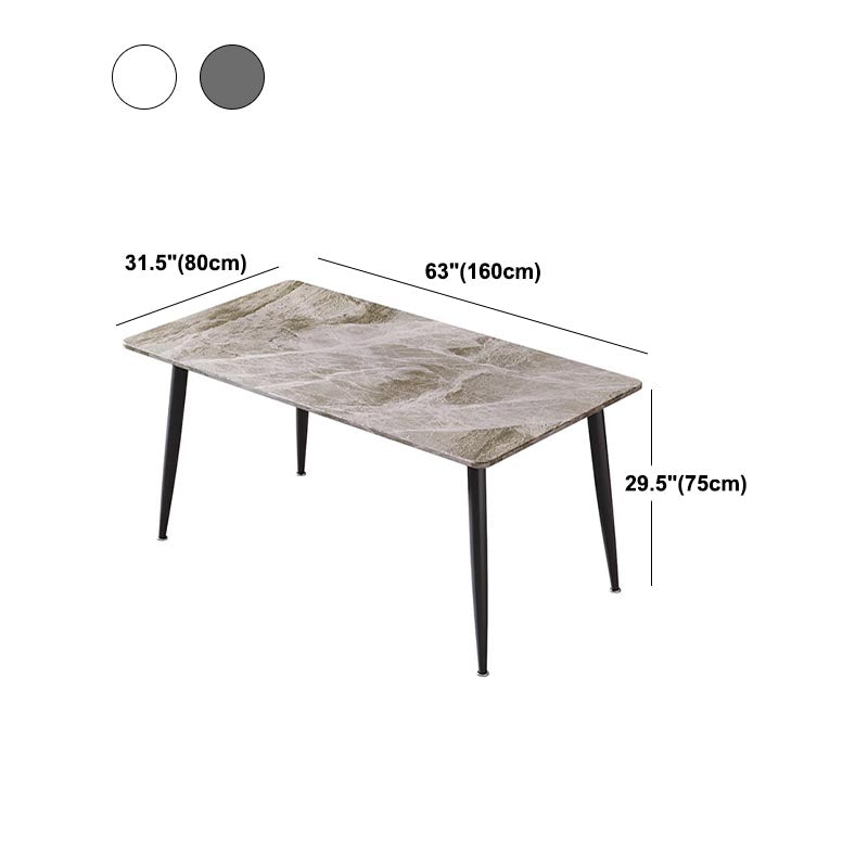 Rectangle Stone Industrial Table Standard Height Dining Table with 4 Legs