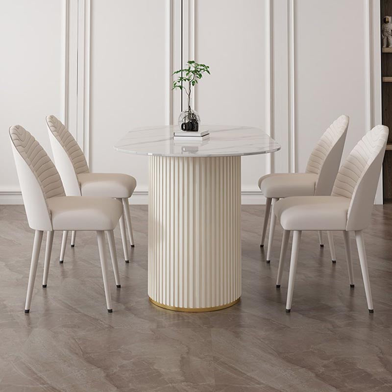 Traditional Luxury Dining Table with White Marble Oval Dining Table for Home