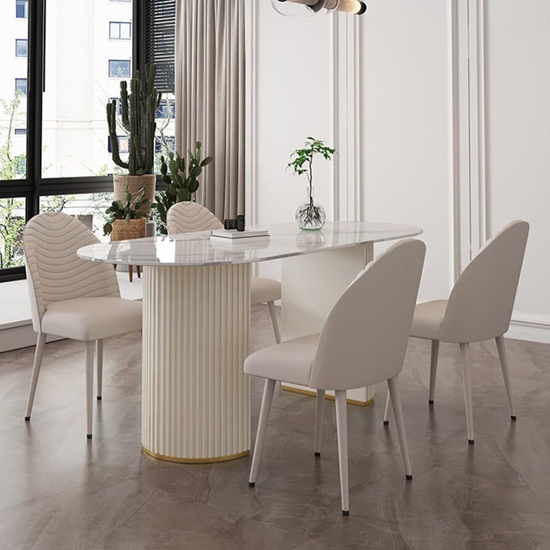 Traditional Luxury Dining Table with White Marble Oval Dining Table for Home
