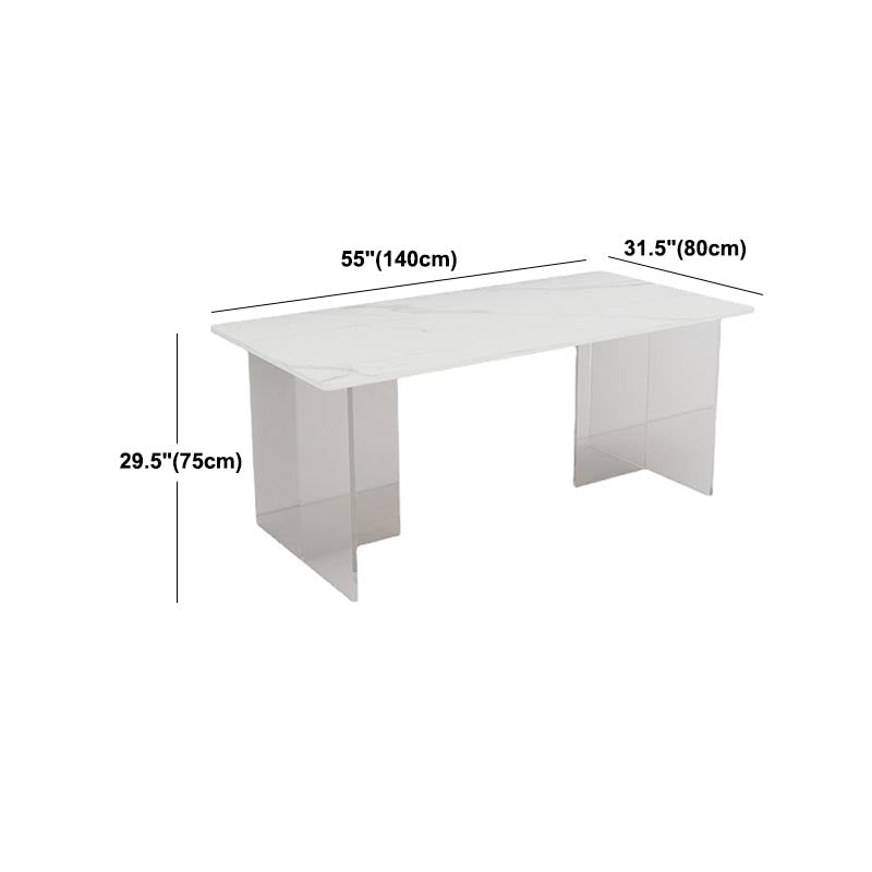 Stone Top Dining Table Modern Rectangle Dining Table with Sled Base