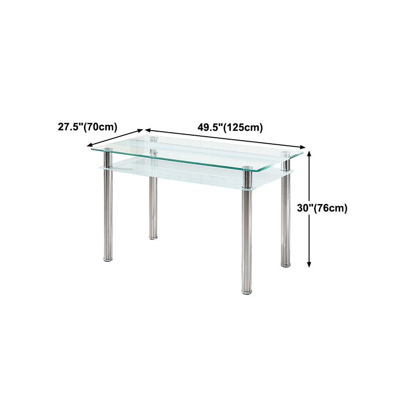 Metal Contemporary Dining Table Clear Glass Top Table for Dining Room