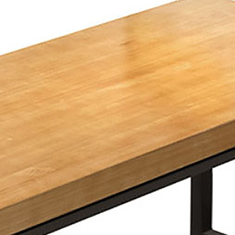 Pine Wood Top Dining Table Industrial Rectangle Table with Trestle Base