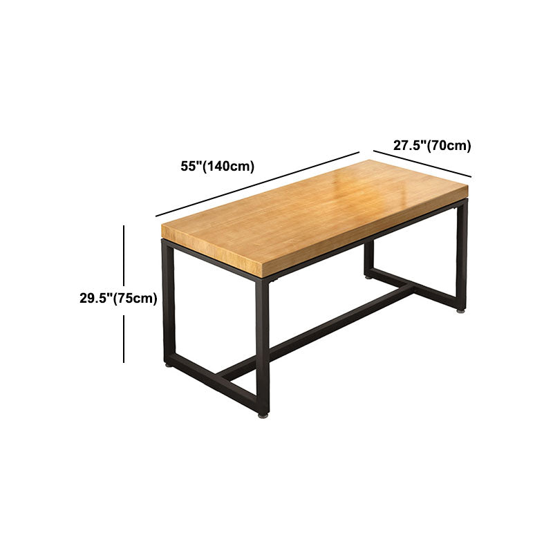Pine Wood Top Dining Table Industrial Rectangle Table with Trestle Base