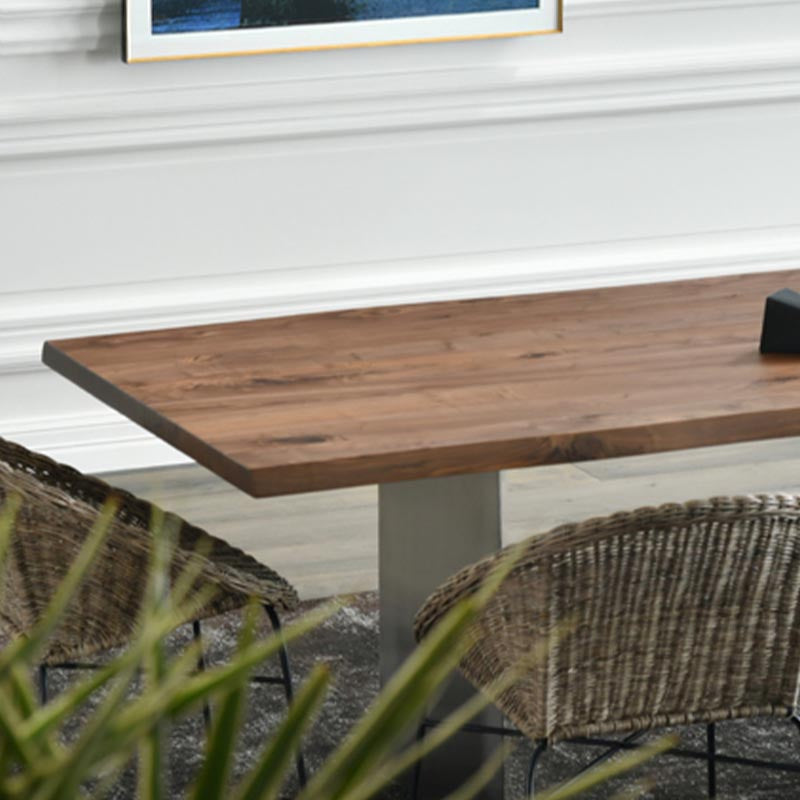 Rectangle Dining Room Table Industrial Kitchen Desk with Double Pedestal