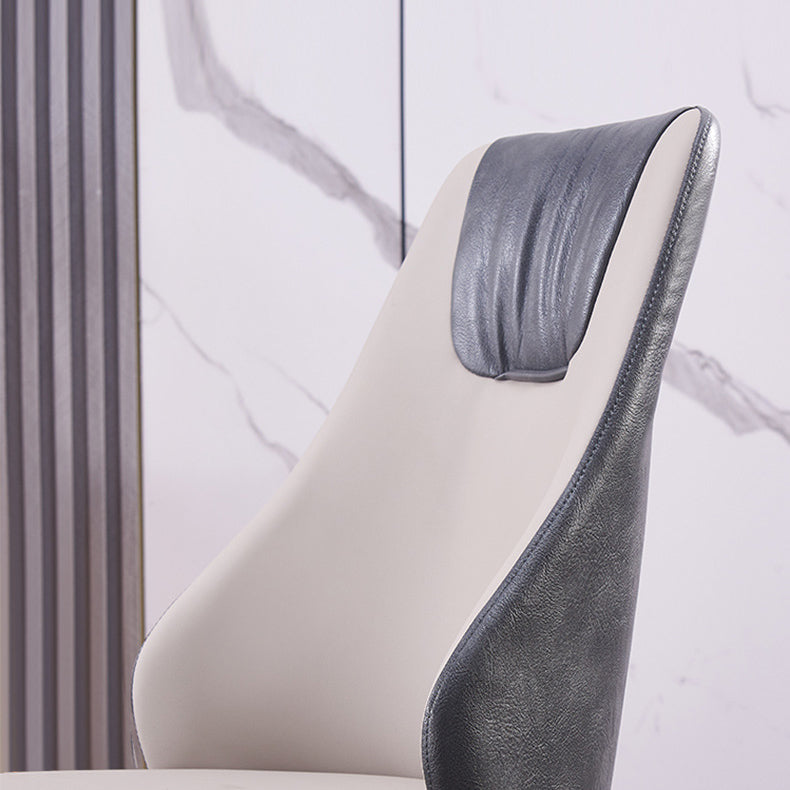 Contemporary Faux Leather Dining Chair Armless Metal Side Chair for Home Use