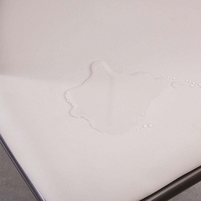 Contemporary Faux Leather Dining Chair Armless Metal Side Chair for Home Use