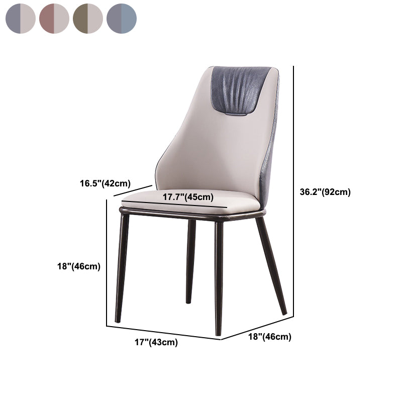 Contemporary Faux Leather Dining Chair Armless Metal Side Chair for Home Use