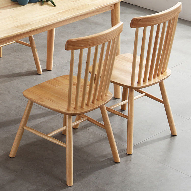 Contemporary Wood Dining Chair Windsor Back Side Chair in Matte Finish for Indoor
