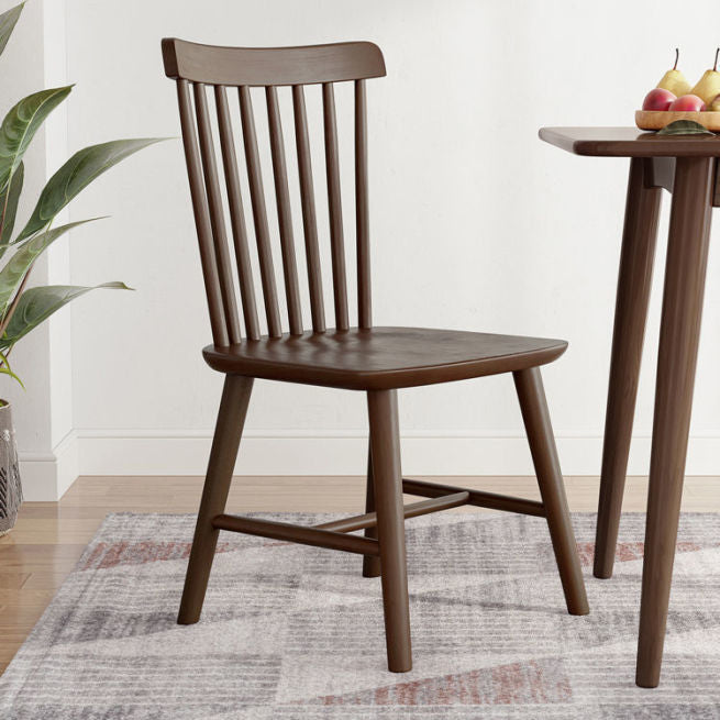 Contemporary Wood Dining Chair Windsor Back Side Chair in Matte Finish for Indoor