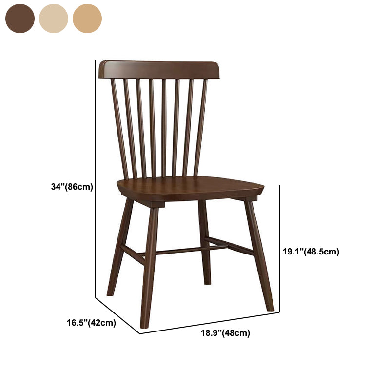 Contemporary Wood Dining Chair Windsor Back Side Chair in Matte Finish for Indoor