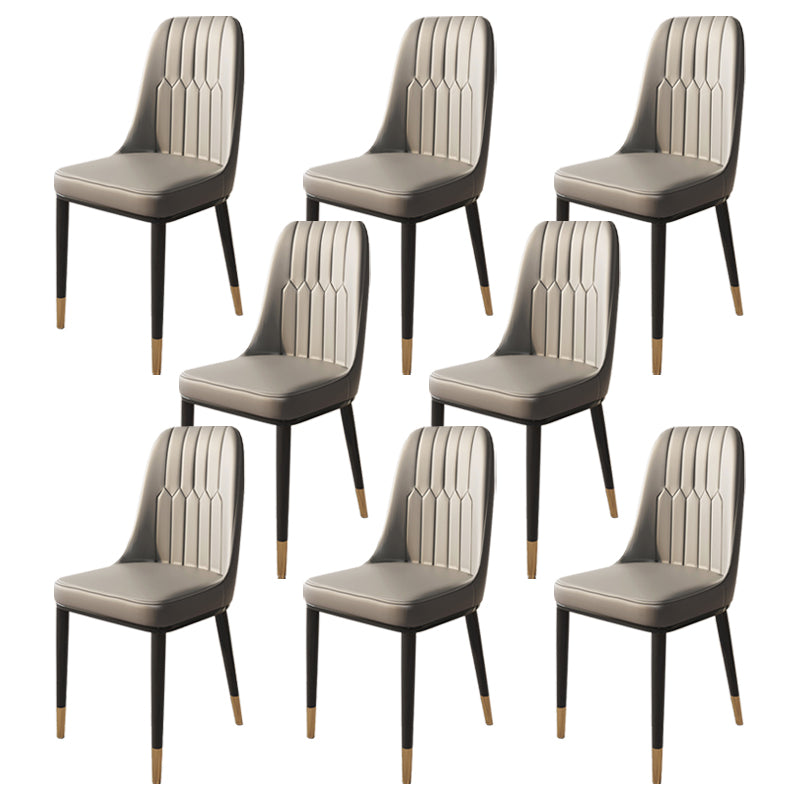 Glam Faux Leather Dining Chair Parsons Chair in Matte Finish for Brasserie