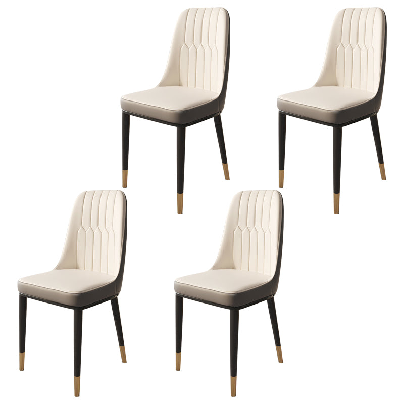 Glam Faux Leather Dining Chair Parsons Chair in Matte Finish for Brasserie