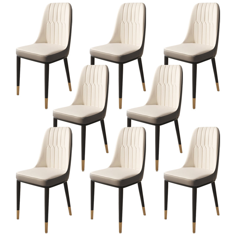 Glam Faux Leather Dining Chair Parsons Chair in Matte Finish for Brasserie