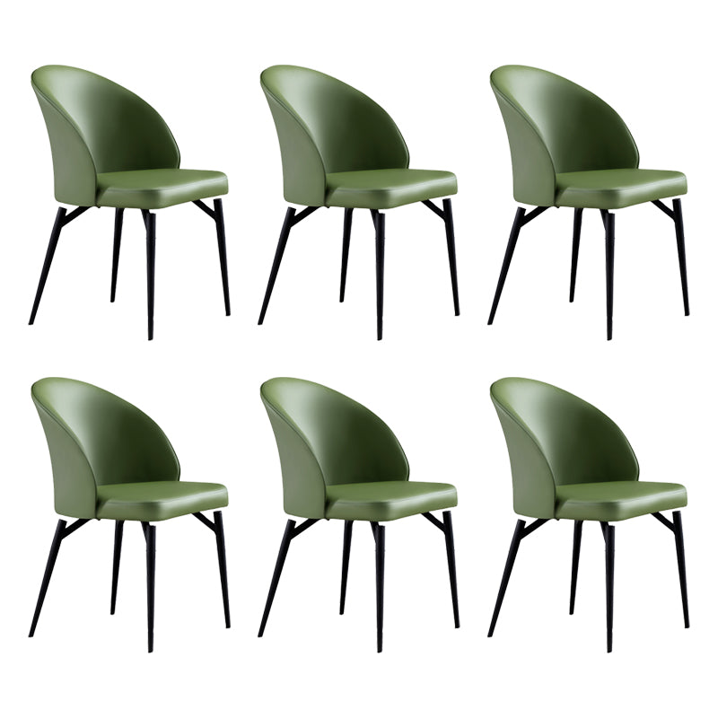 Modern Style Faux Leather Dining Chair Armless Metal Side Chair for Home Use