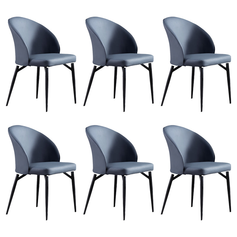 Modern Style Faux Leather Dining Chair Armless Metal Side Chair for Home Use