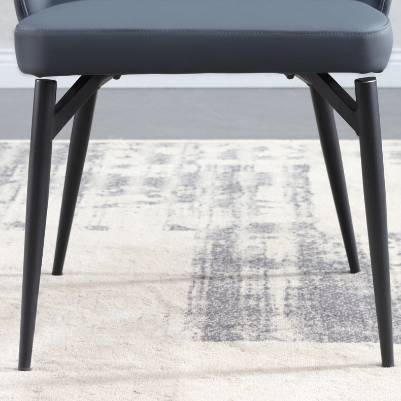 Modern Style Faux Leather Dining Chair Armless Metal Side Chair for Home Use