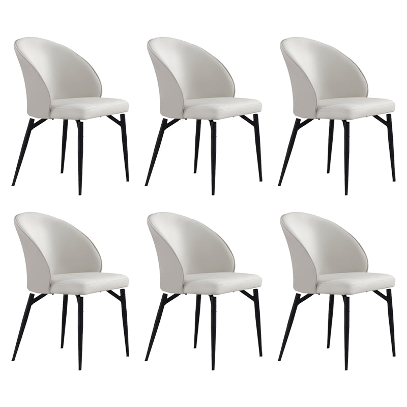 Modern Style Faux Leather Dining Chair Armless Metal Side Chair for Home Use