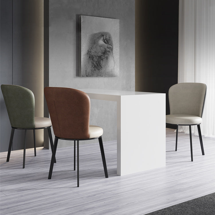 Contemporary Faux Leather Dining Chair Parsons Chair in Matte Finish for Brasserie