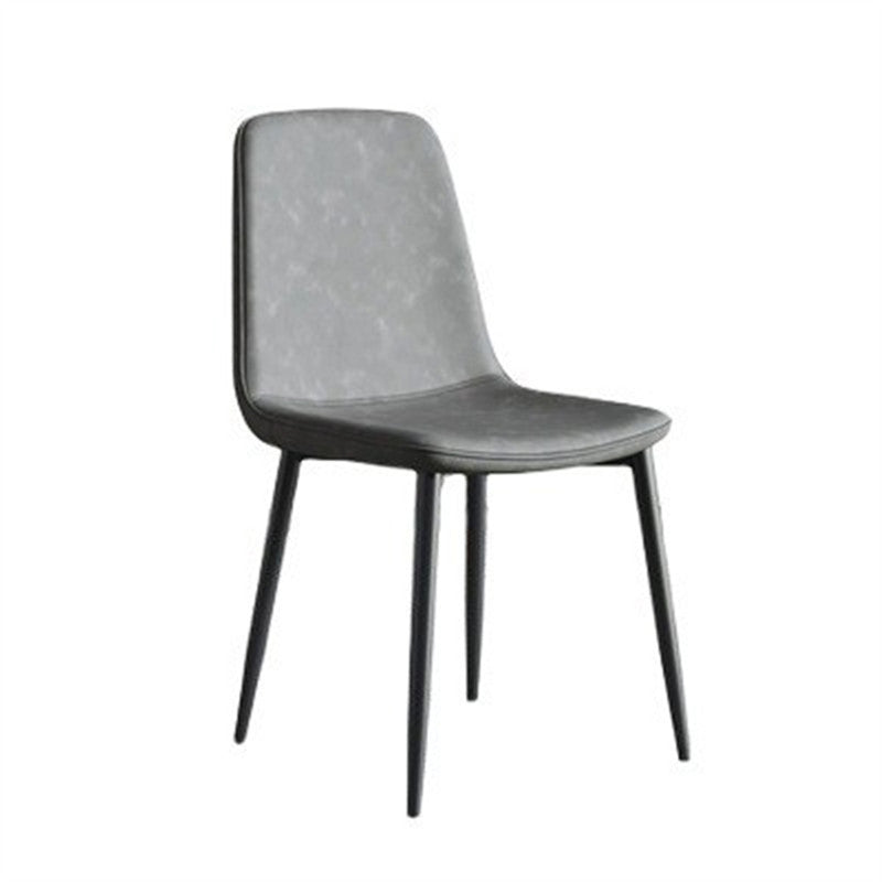 Modern Style Metal Dining Chair Armless PU Leather Side Chair for Home Use