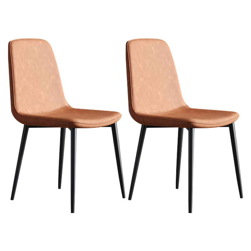 Modern Style Metal Dining Chair Armless PU Leather Side Chair for Home Use