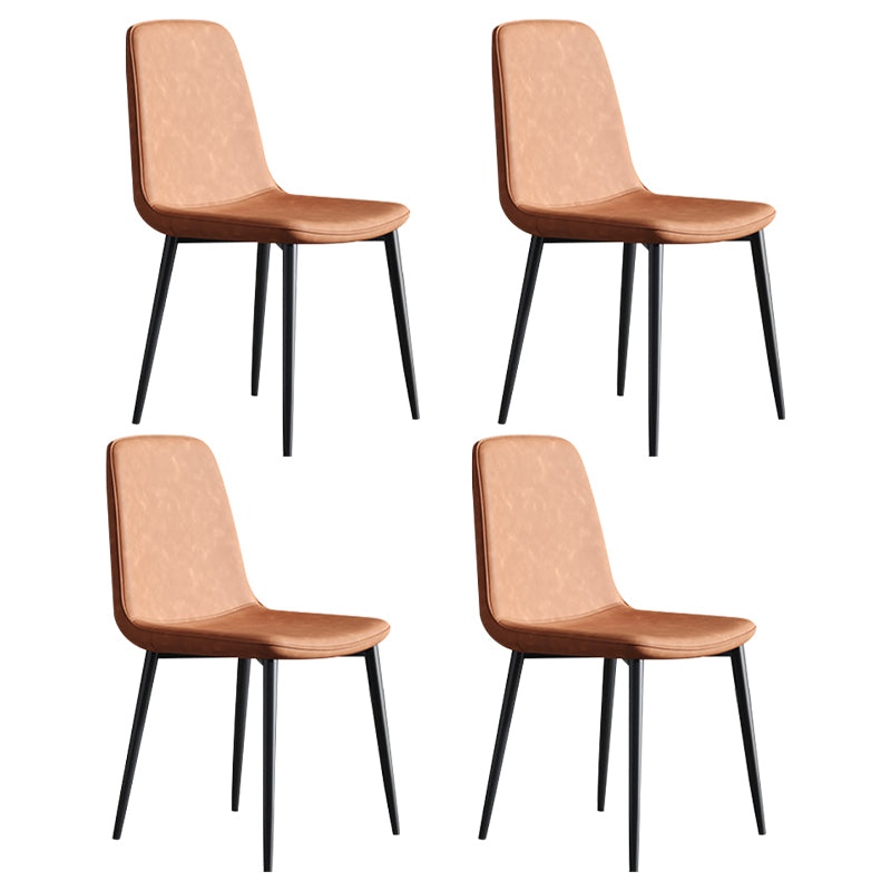 Modern Style Metal Dining Chair Armless PU Leather Side Chair for Home Use