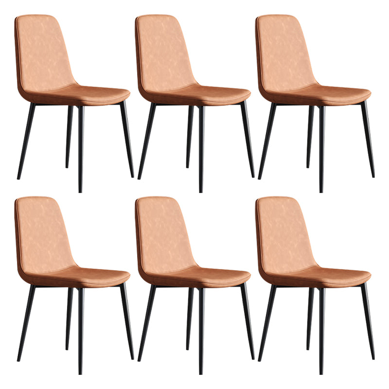 Modern Style Metal Dining Chair Armless PU Leather Side Chair for Home Use