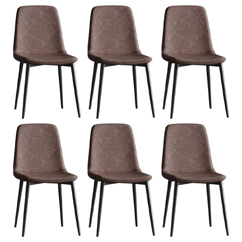 Modern Style Metal Dining Chair Armless PU Leather Side Chair for Home Use