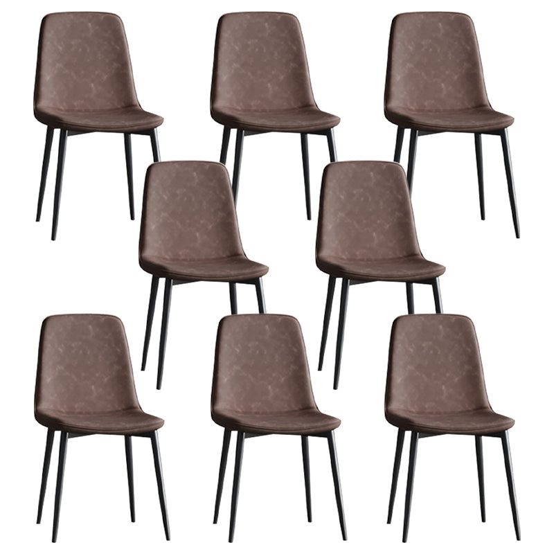 Modern Style Metal Dining Chair Armless PU Leather Side Chair for Home Use