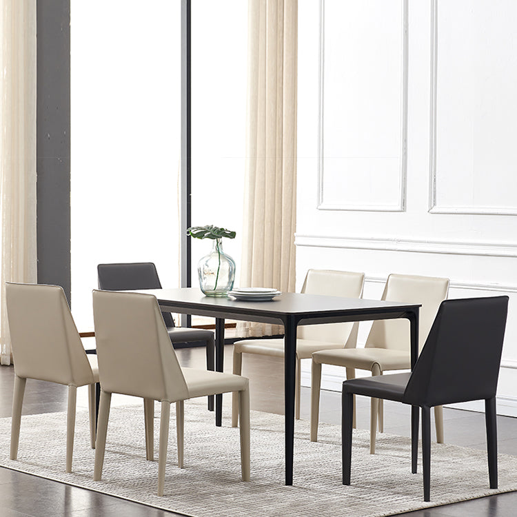 Modern Style Leather Dining Chair Armless Metal Side Chair for Home Use