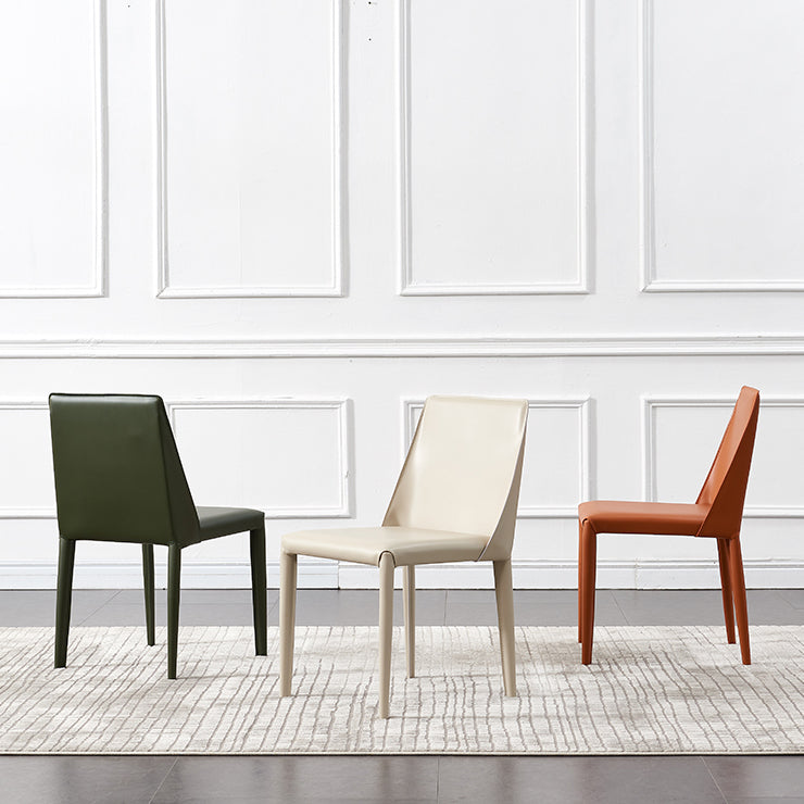 Modern Style Leather Dining Chair Armless Metal Side Chair for Home Use