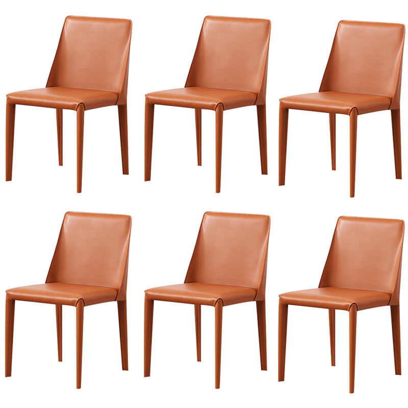 Modern Style Leather Dining Chair Armless Metal Side Chair for Home Use