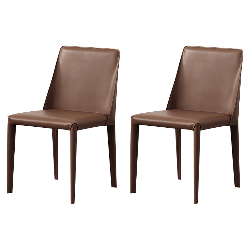 Modern Style Leather Dining Chair Armless Metal Side Chair for Home Use