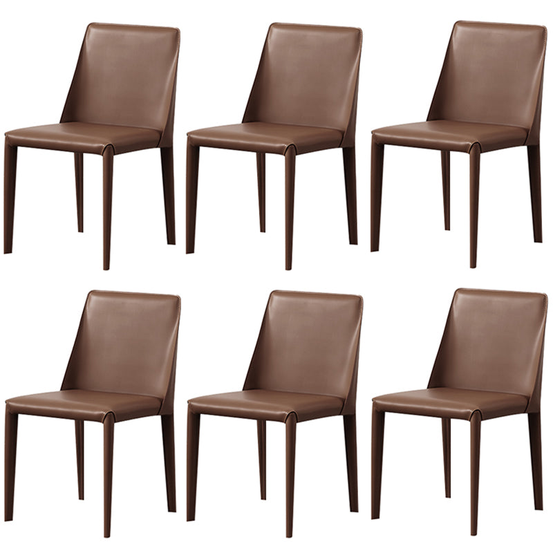 Modern Style Leather Dining Chair Armless Metal Side Chair for Home Use