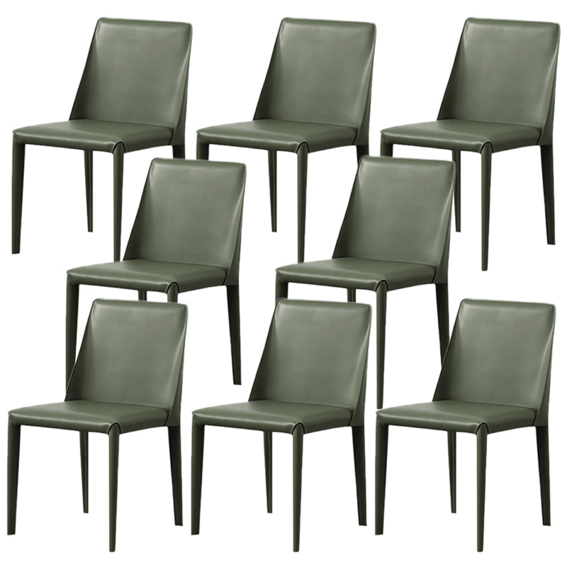 Modern Style Leather Dining Chair Armless Metal Side Chair for Home Use