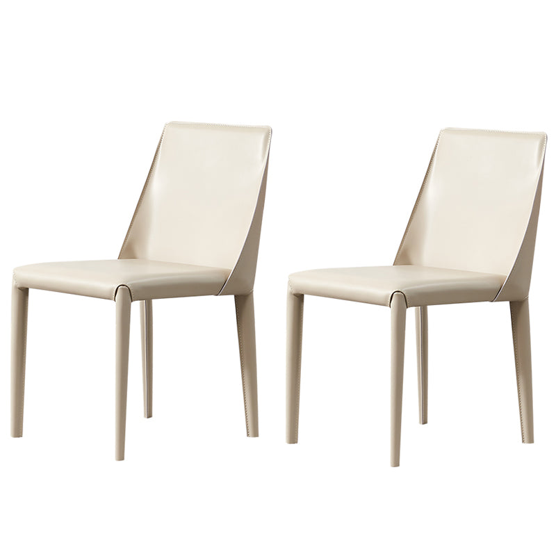 Modern Style Leather Dining Chair Armless Metal Side Chair for Home Use