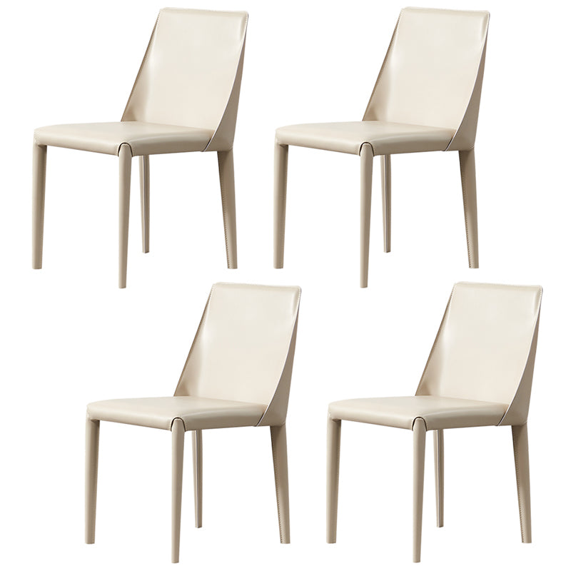 Modern Style Leather Dining Chair Armless Metal Side Chair for Home Use