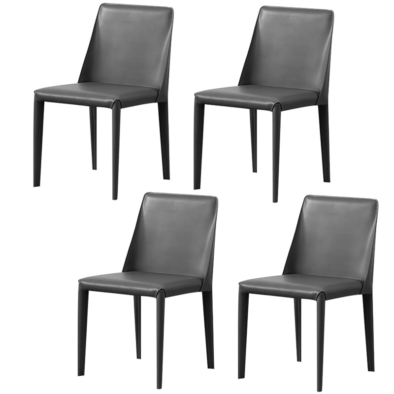 Modern Style Leather Dining Chair Armless Metal Side Chair for Home Use
