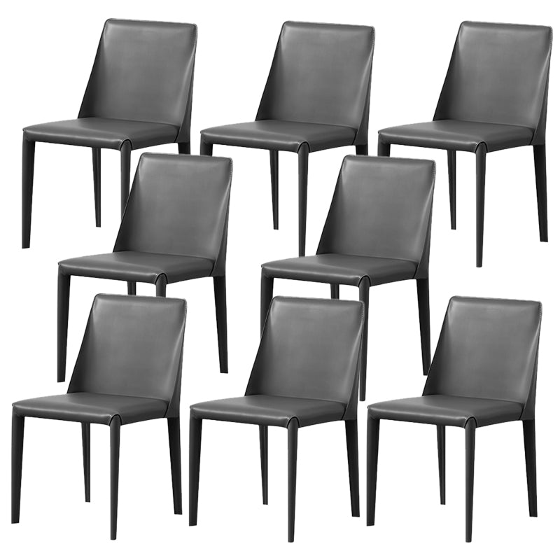 Modern Style Leather Dining Chair Armless Metal Side Chair for Home Use