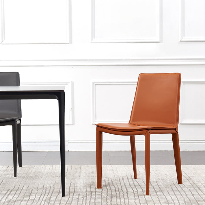 Modern Style Leather Dining Armless Chair Metal Side Chair for Home Use