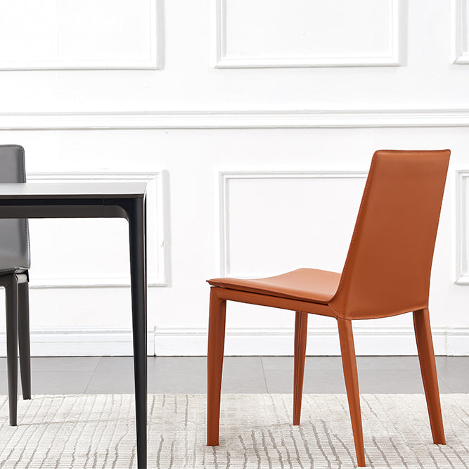 Modern Style Leather Dining Armless Chair Metal Side Chair for Home Use