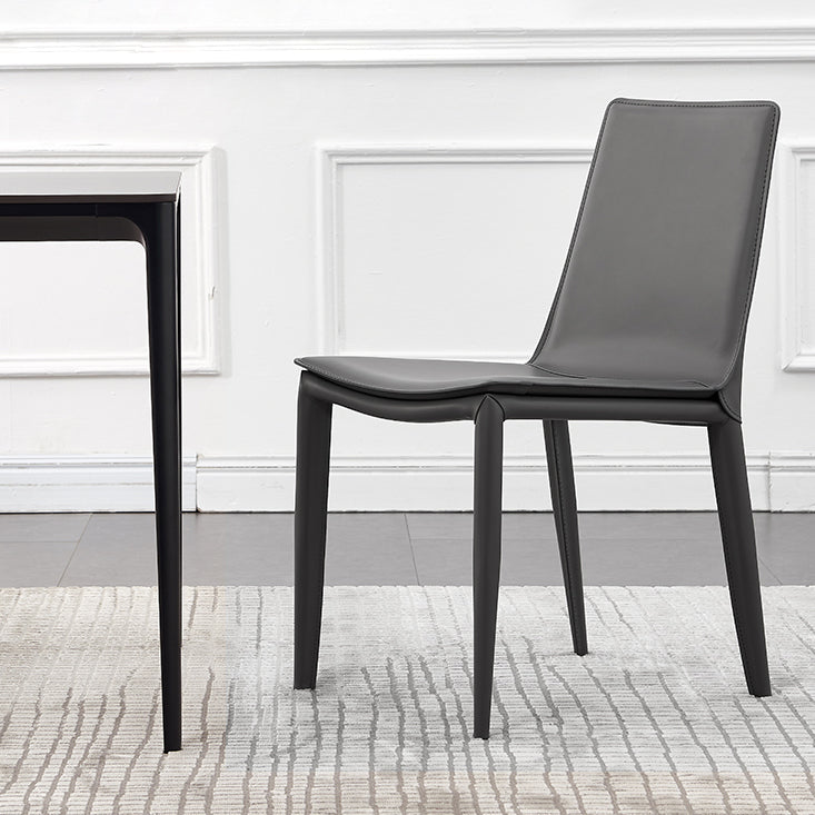 Modern Style Leather Dining Armless Chair Metal Side Chair for Home Use
